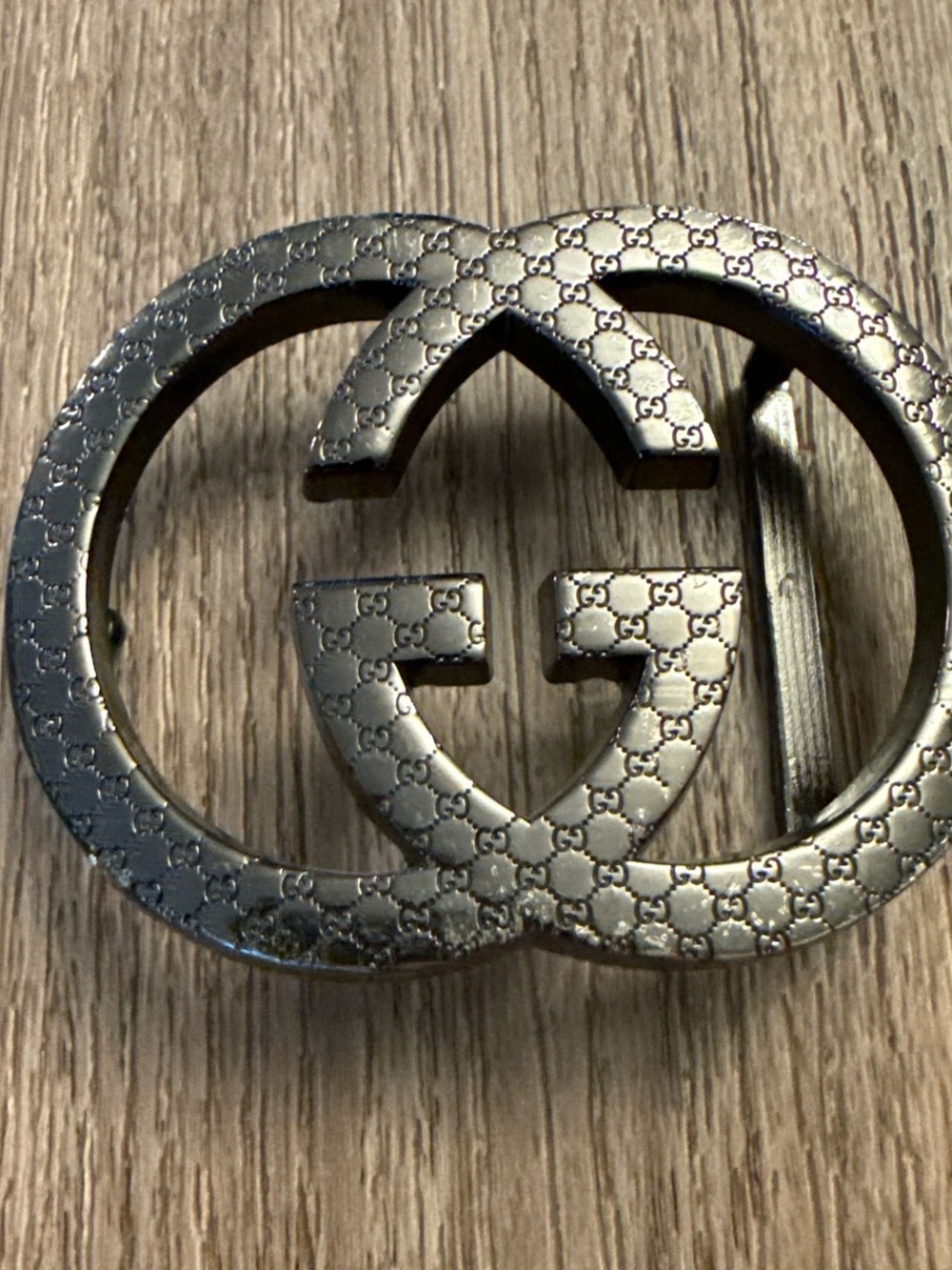 GG Large Double G Belt Buckle in Gunmetal Gray - Picture 5 of 9